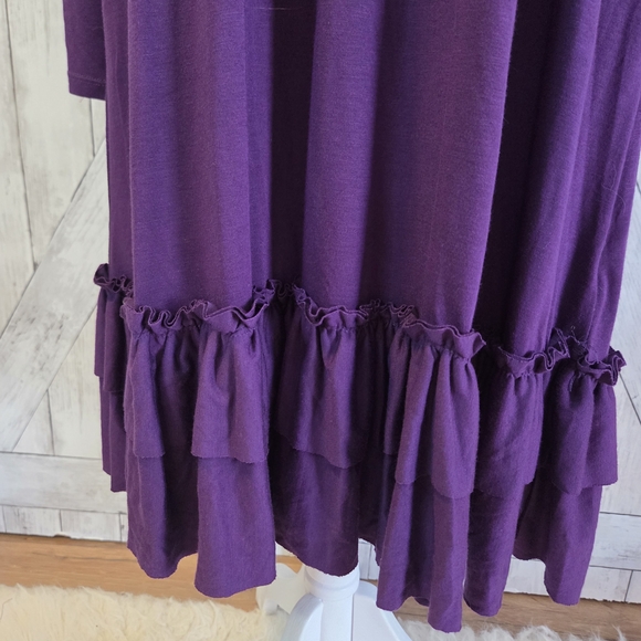 Zenana Outfitters Purple Long-Sleeve Ruffle-Hem Dress - Picture 4 of 6